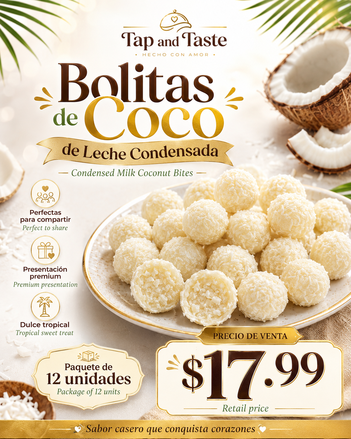 Bolitas de Coco con Leche Condensada / Condensed Milk Coconut Bites pack 12