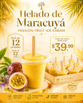 Helado de Maracuyá / Passion Fruit Ice Cream 5oz pack 12