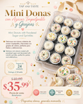 Mini Donas de Azúcar Impalpable con Grajeas / Powdered Sugar Mini Donuts with Sprinkles pack 24