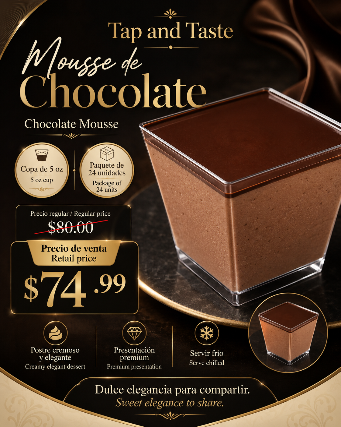 Mousse de Chocolate / Chocolate Mousse 5oz pack 24