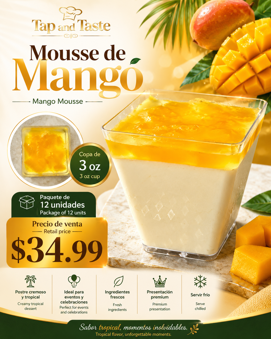 Mousse de Mango / Mango Mousse 3 oz pack 12