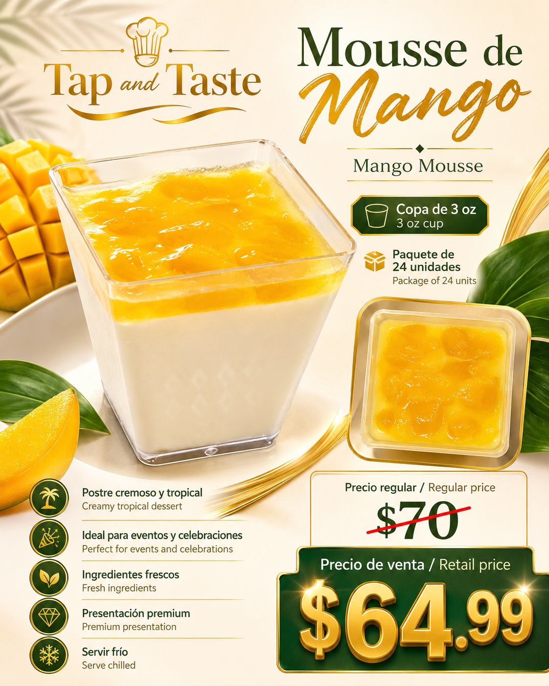 Mousse de Mango / Mango Mousse 3oz pack 24