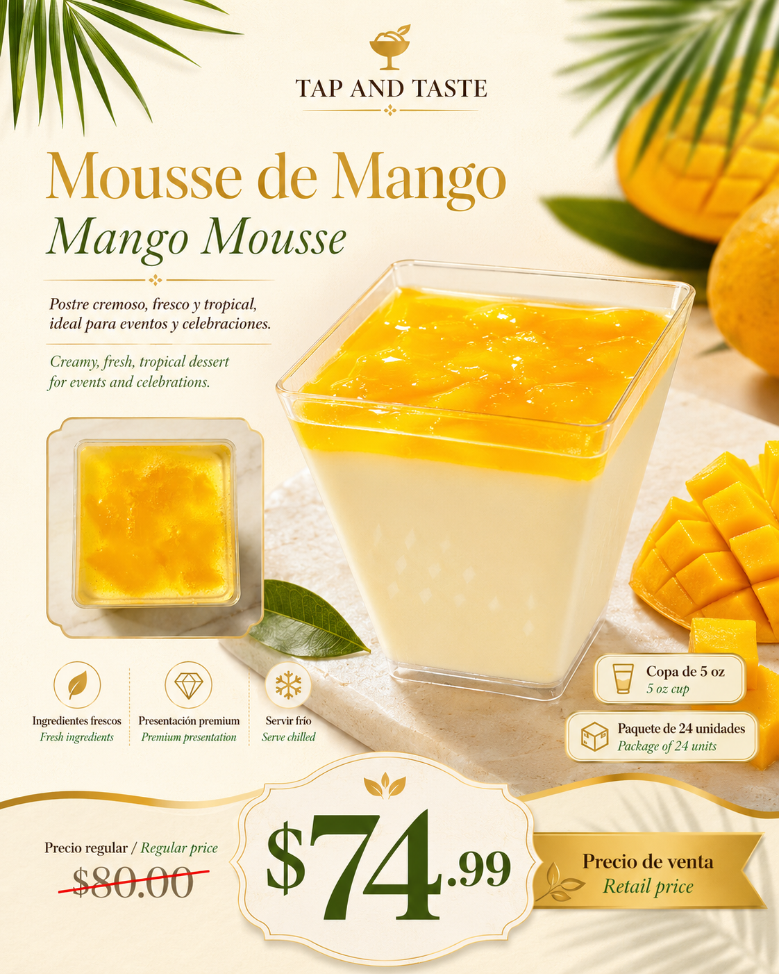 Mousse de Mango / Mango Mousse 5oz pack 24