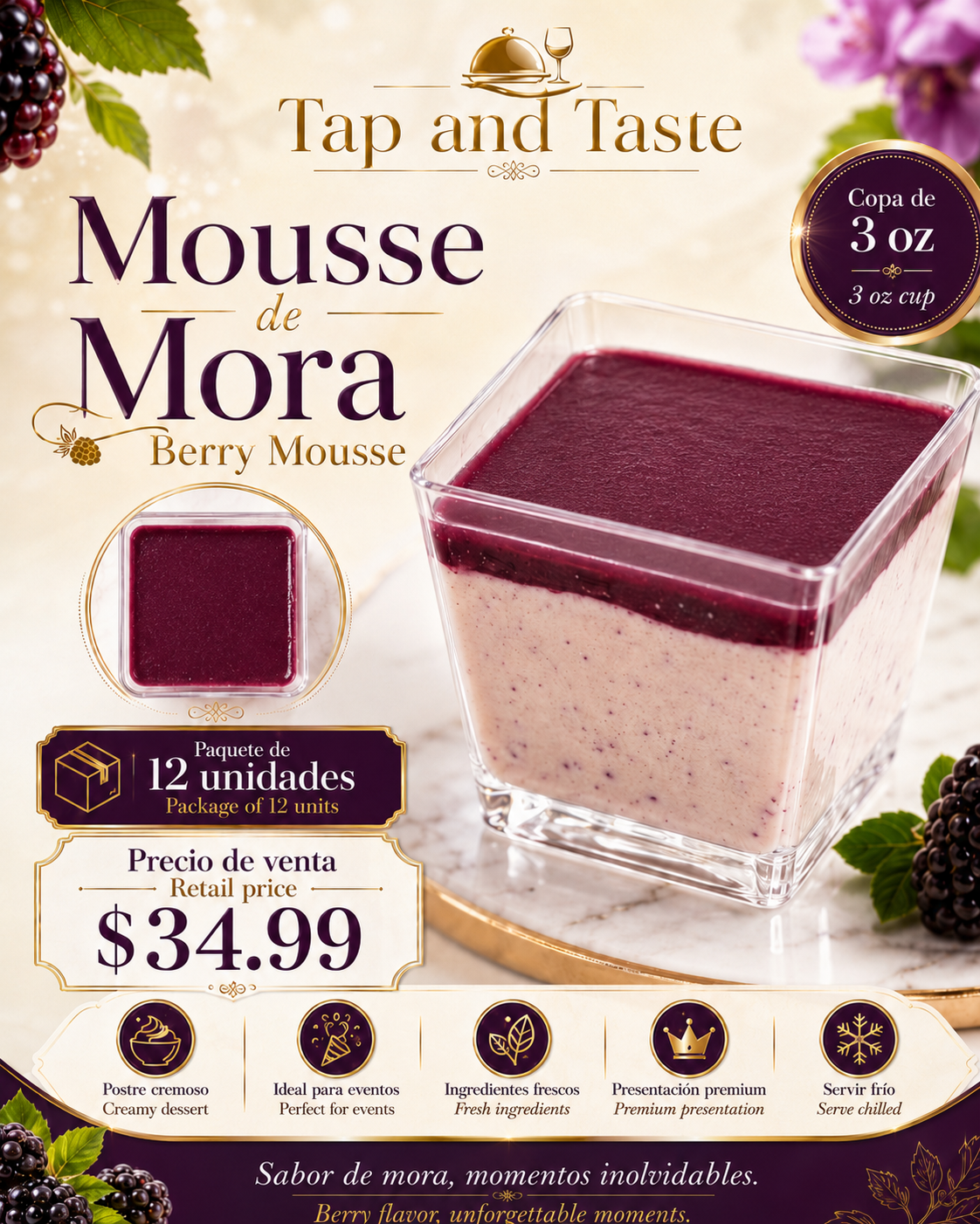 Mousse de Mora / Blackberry Mousse 3oz pack 12