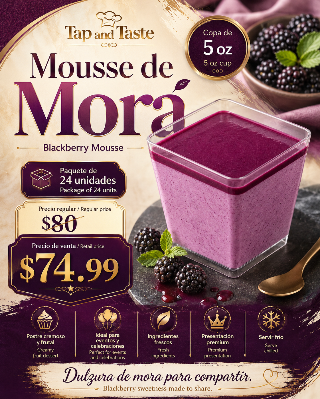 Mousse de Mora / Blackberry Mousse 5oz pack24