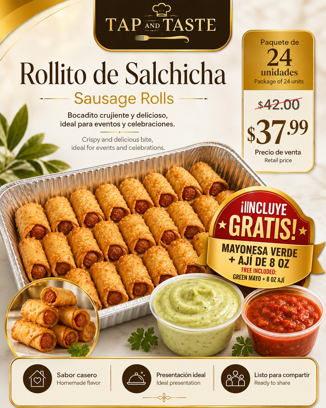 Rollitos de Salchicha / Sausage Rolls pack 24