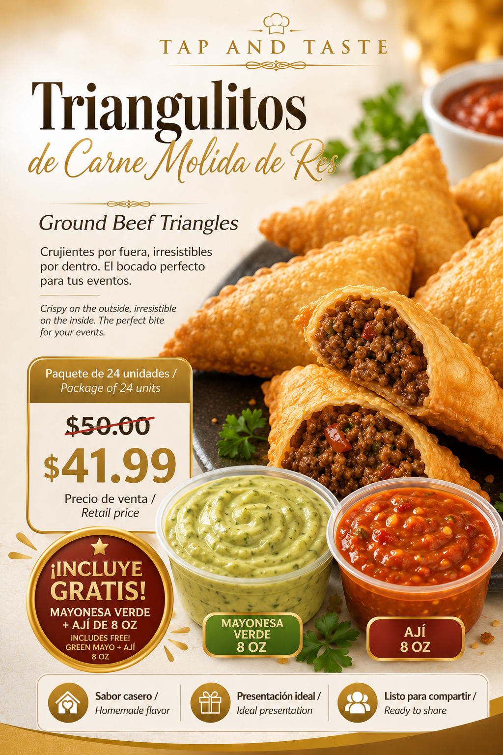 Triangulitos de Carne Molida / Ground Beef Triangles pack 24